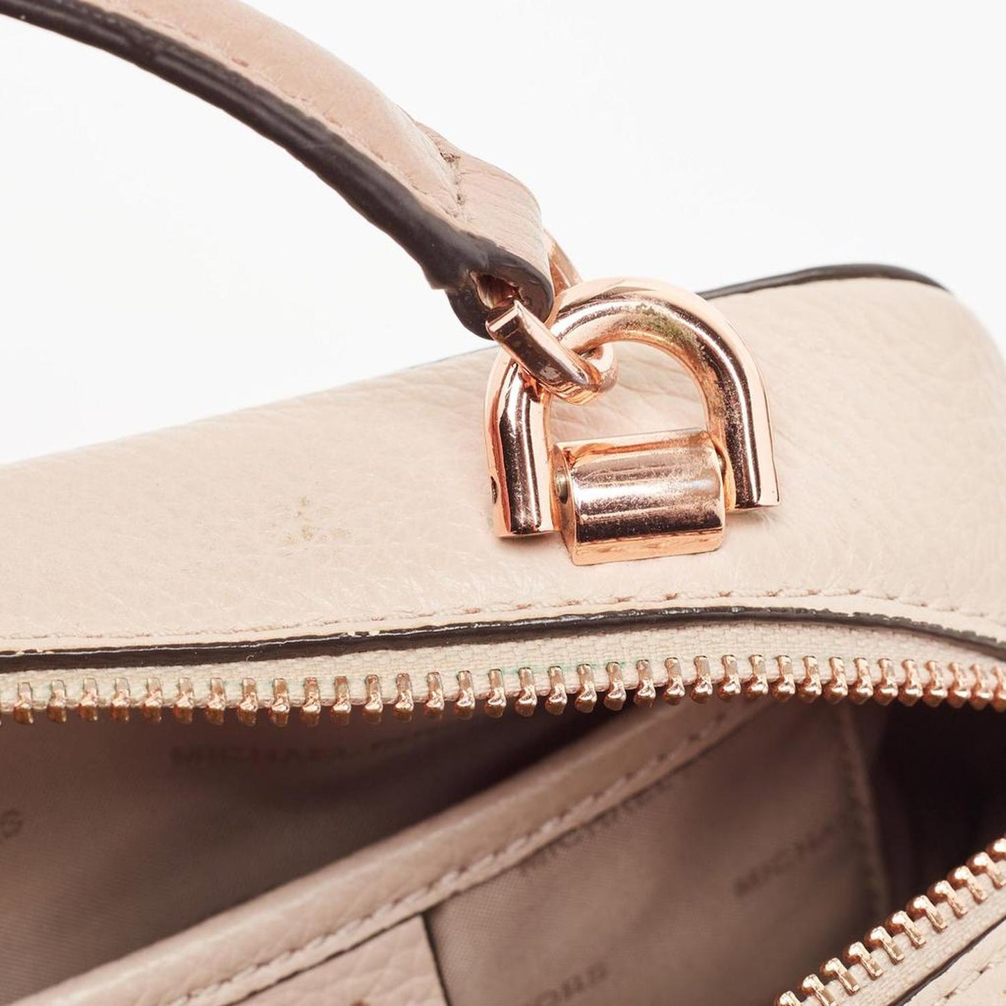 Michael Kors Cream/pink Leather Mini Mott Crossbody Bag