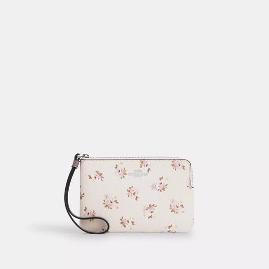 Corner Zip Wristlet With Floral Print