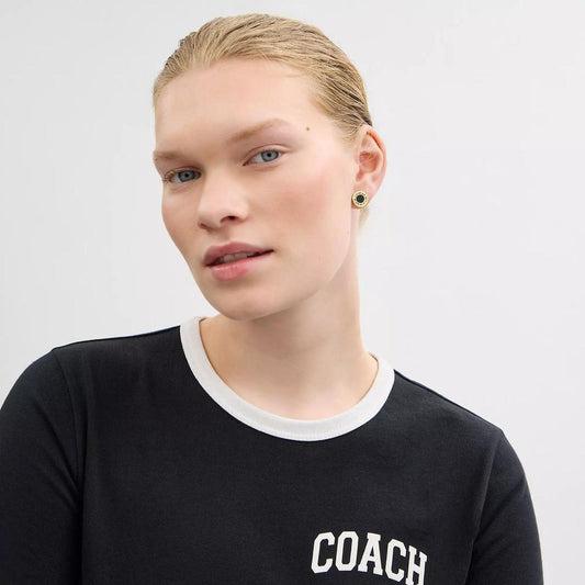 Coach Enamel Circle Stud Earrings