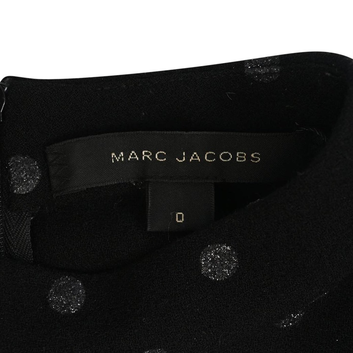 Marc Jacobs Polka Dot Fitted Closed Neck Short Sleeve Top in Black Viscose