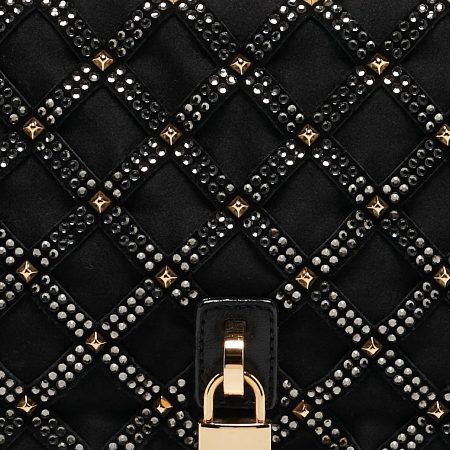 Marc Jacobs Suede And Satin Crystals Embellished Flap Clutch