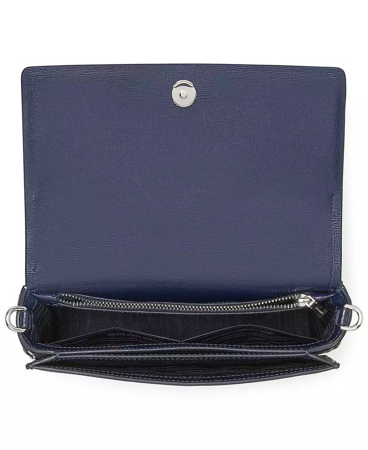 Morgan Daisy Dot Embossed Saffiano Leather Flap Chain Wallet Crossbody
