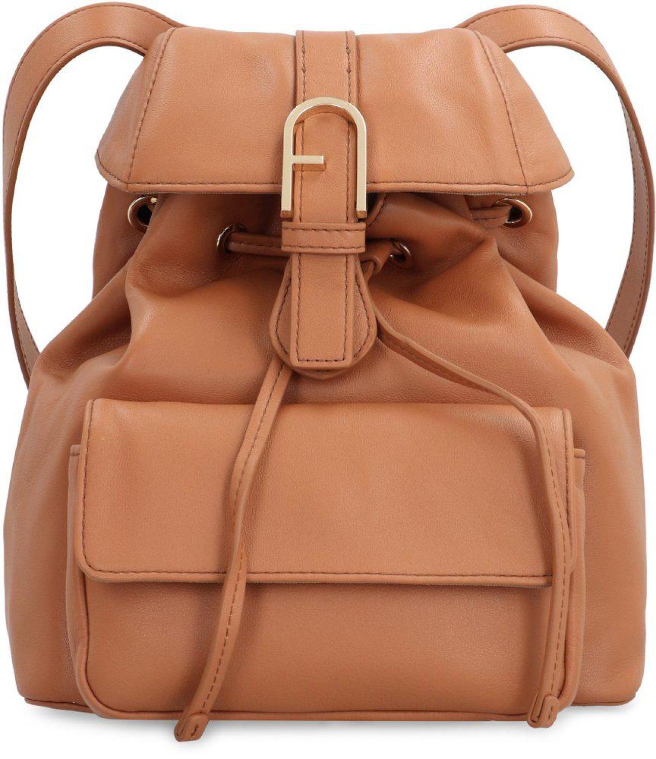 Furla Flow Logo Plaque Small Drawstring Backpack