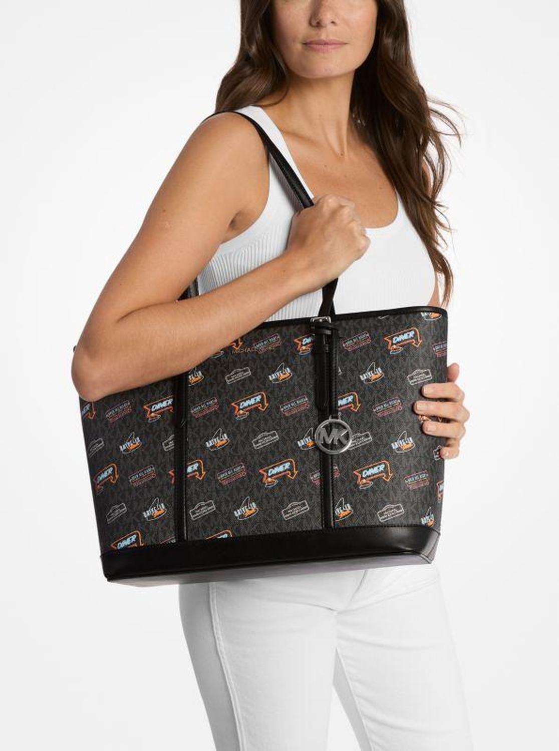 Jet Set Large Printed Signature Logo Tote Bag