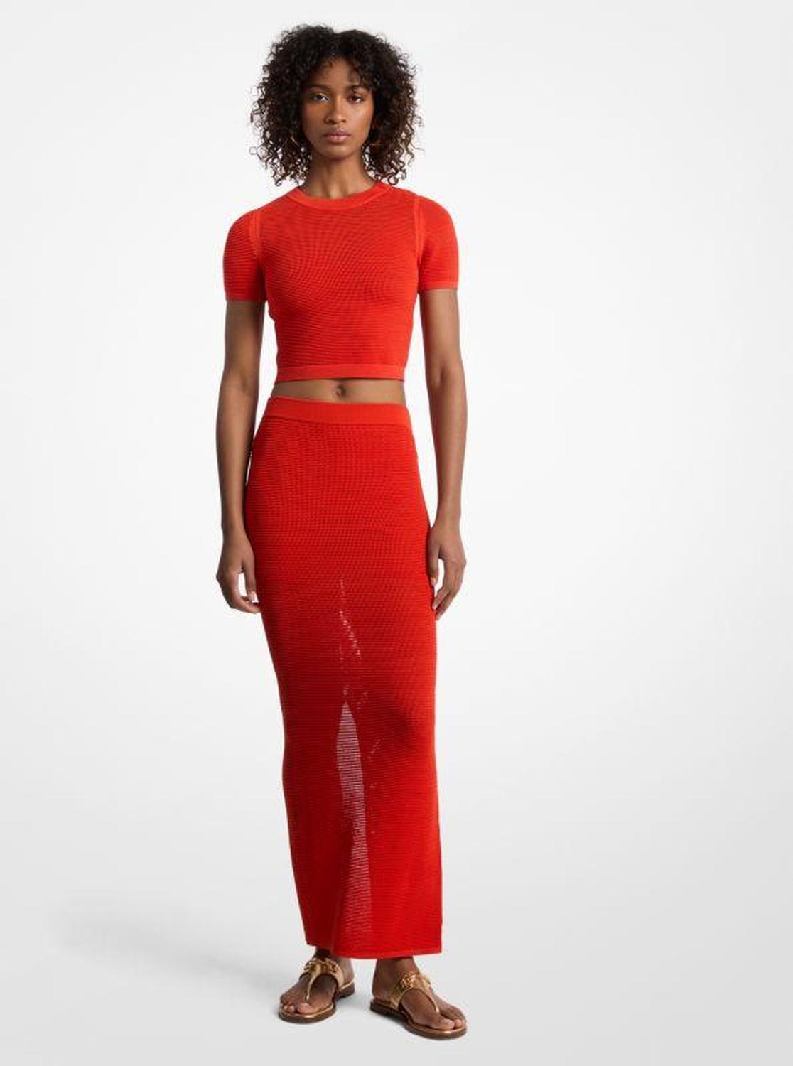 Crocheted Viscose Blend Maxi Skirt
