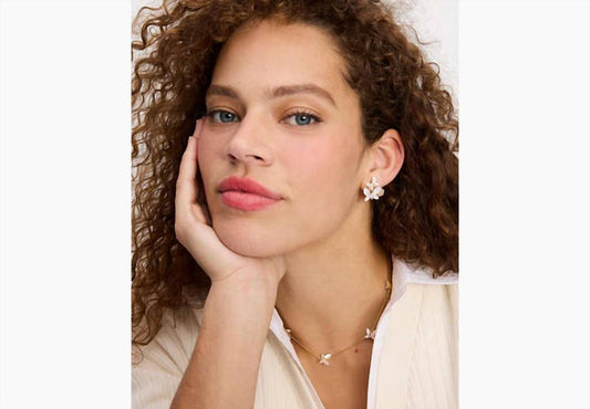 Social Butterfly Cluster Stud Earrings In White Multi 960