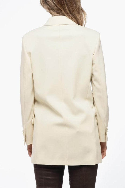 Double-breasted MONICA Wool Blazer with Satin Details