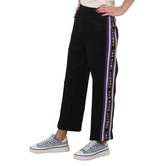 Ladies Black Logo Striped Pants