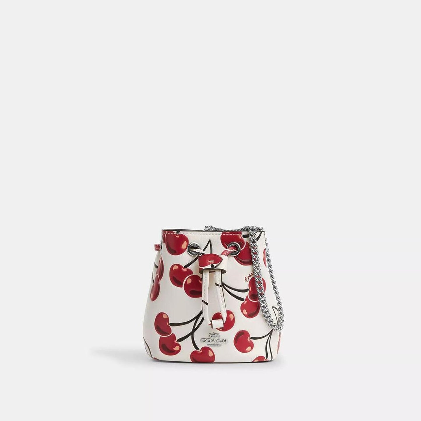 Drawstring Wristlet With Cherry Print