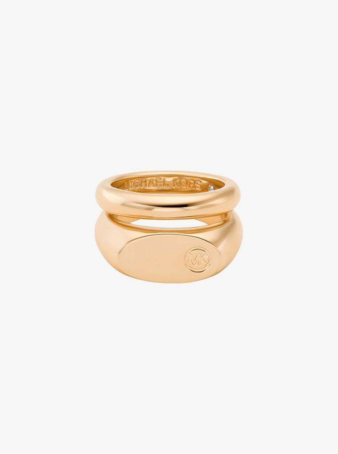 Logo Engraved Double Layered Signet Ring
