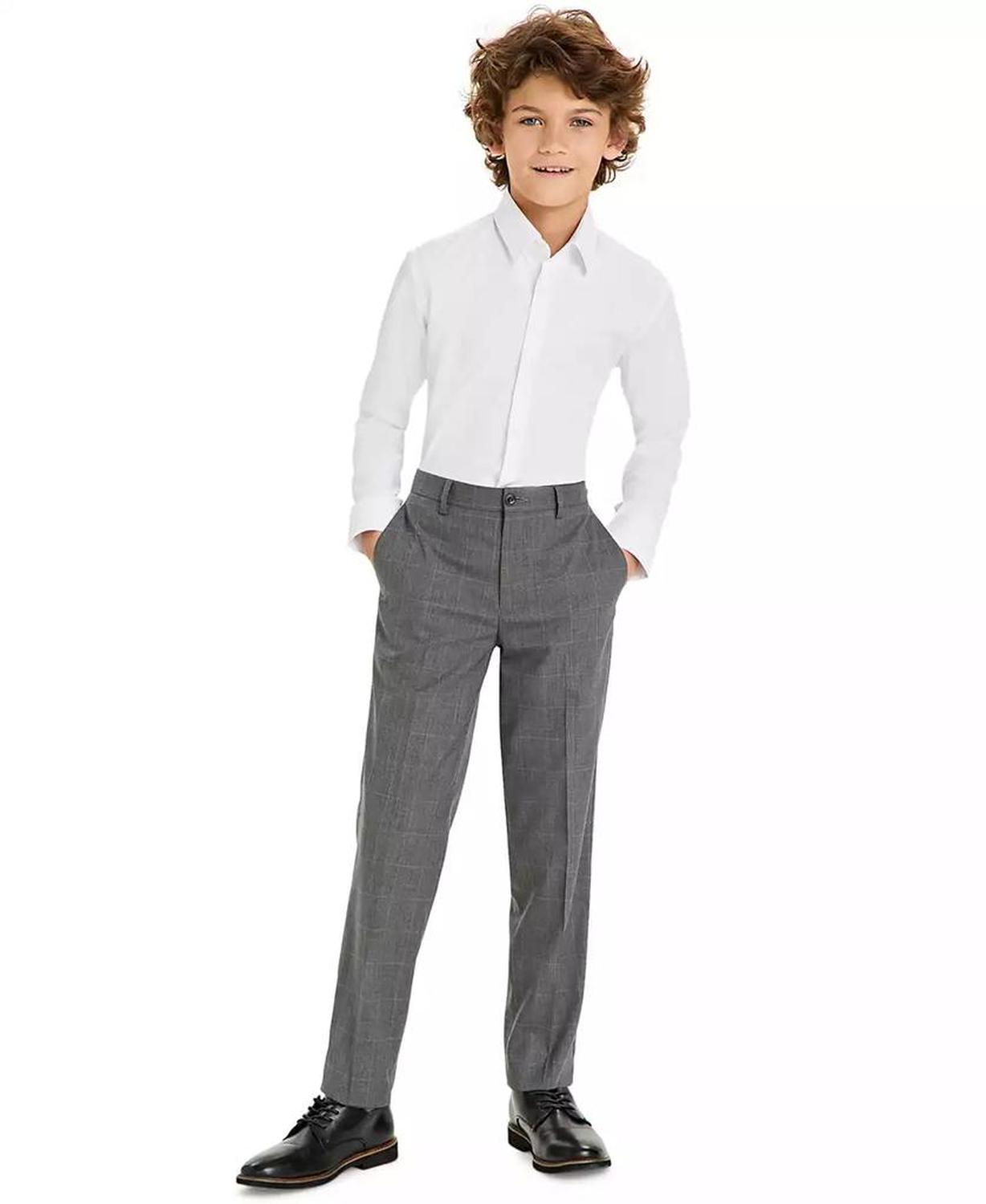 Solid White Button Down Dress Shirt, Big Boys