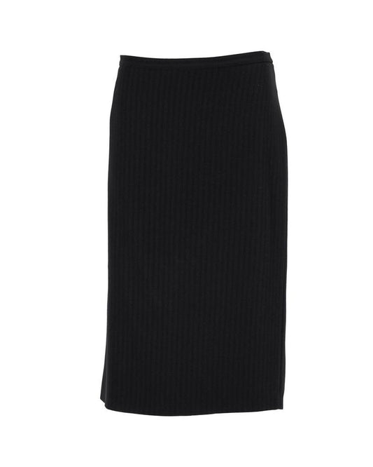 Striped Midi Pencil Skirt in Black Triacetate