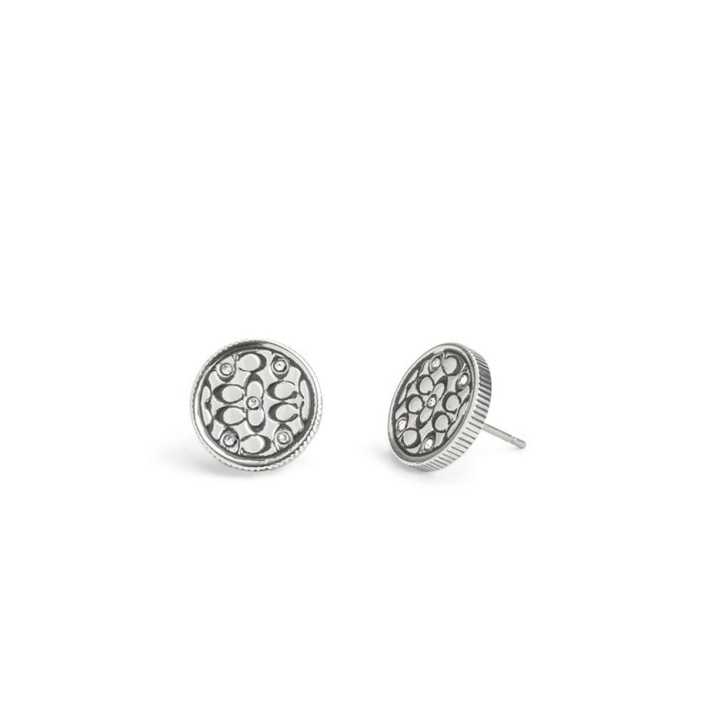 Faux Stone Signature Quilted Coin Boxed Stud Earrings