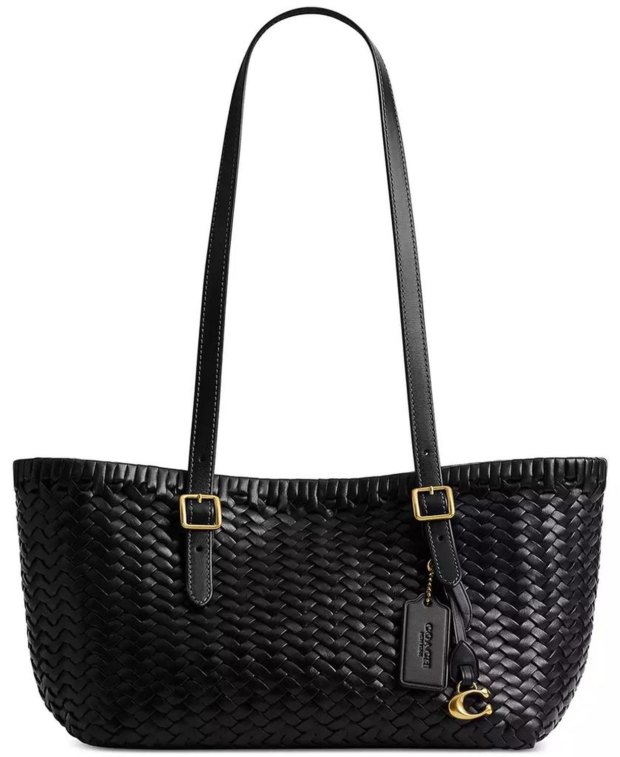 Woven Leather Swing Tote Bag