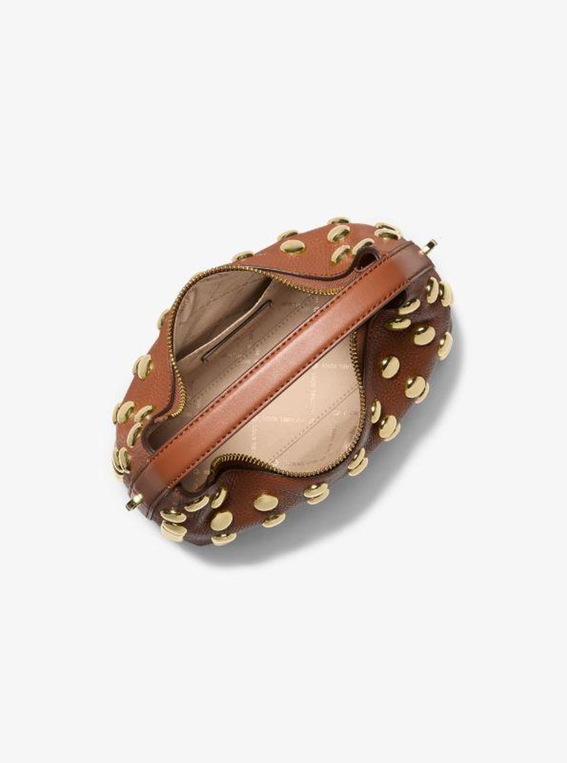 Ember Small Embellished Pebbled Leather Messenger Bag