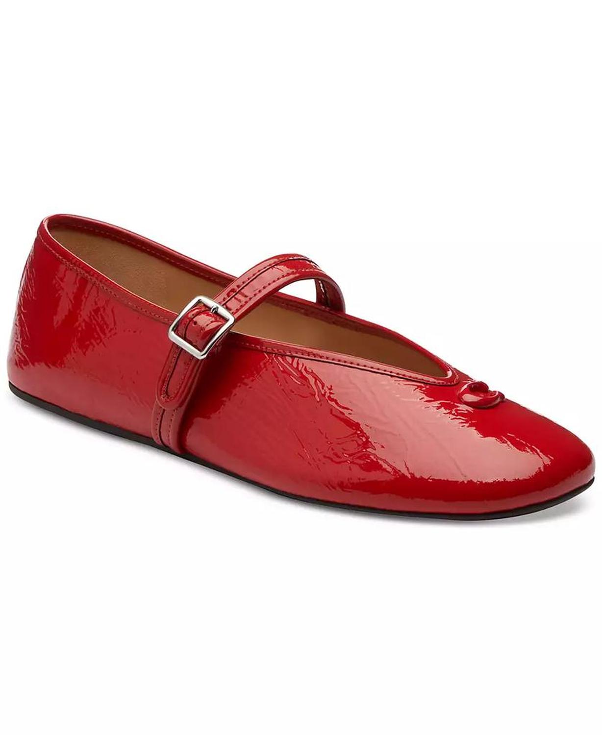 Women's Sculpted C Crinkle Patent Leather Soft Mary Jane Flats