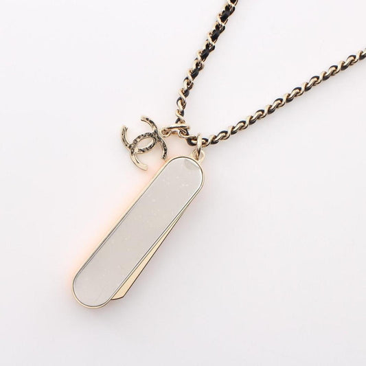 Necklace Gp Leather Gold Logo Comb B22K