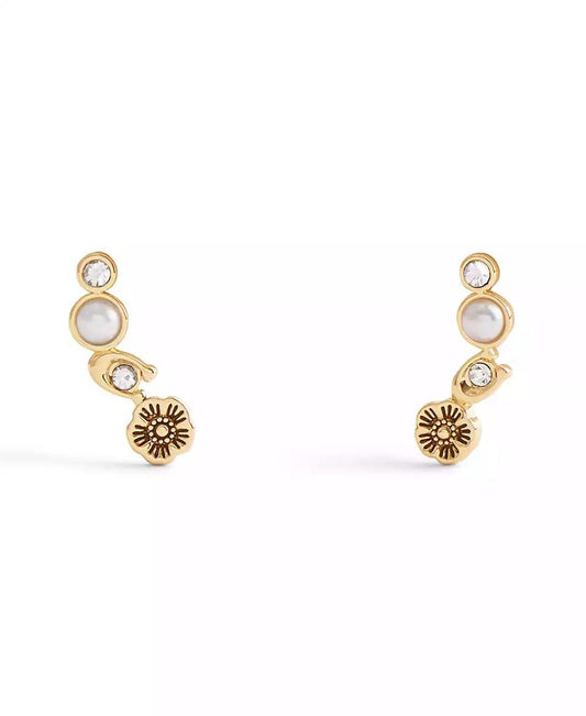 Faux Stone Signature Heritage Cultivated Pearl Crawler Earrings