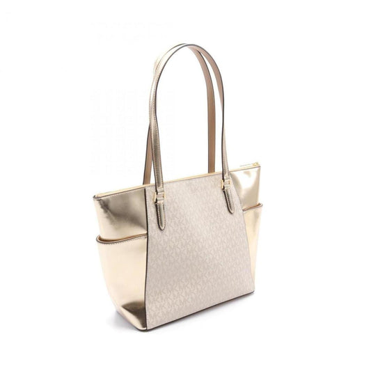 gold Coated Canvas Leather Tote Bag (Pre-Owned)