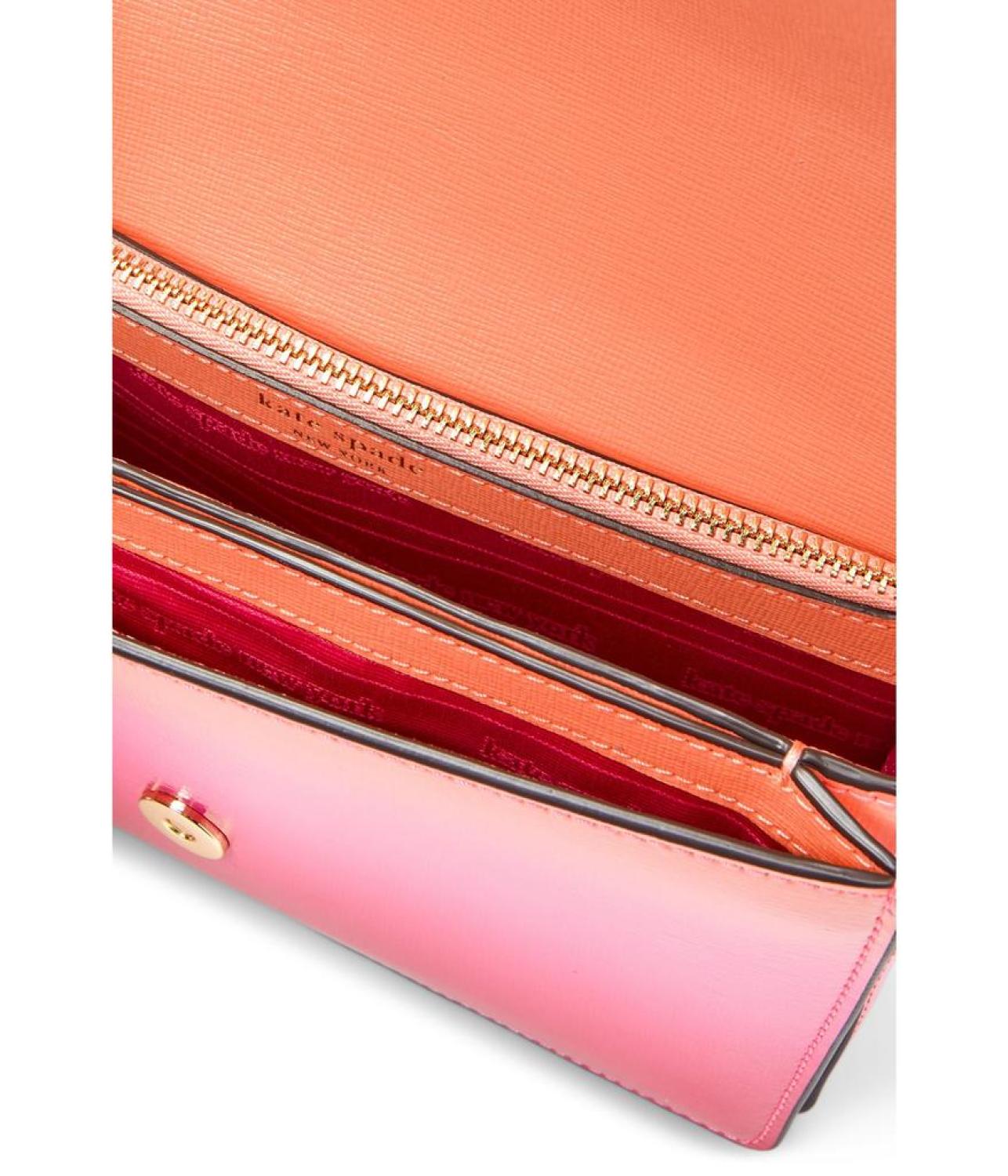Morgan Ombre Saffiano Leather Flap Chain Wallet