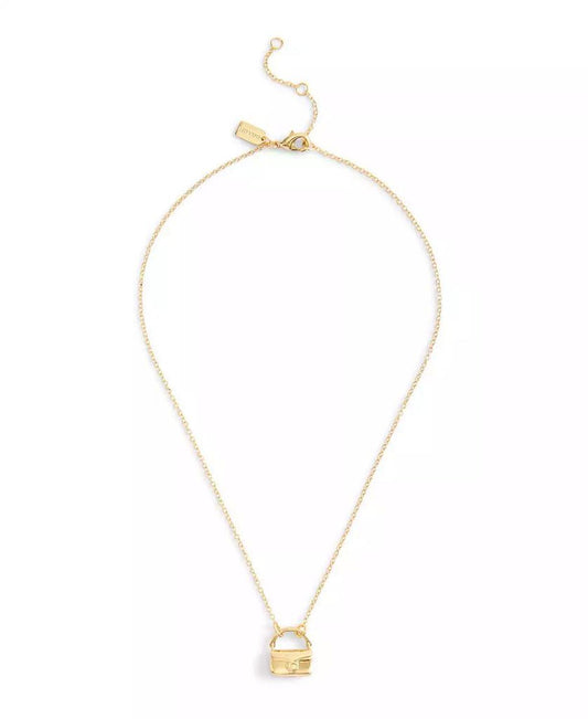 Gold Signature Handbag Pendant Necklace