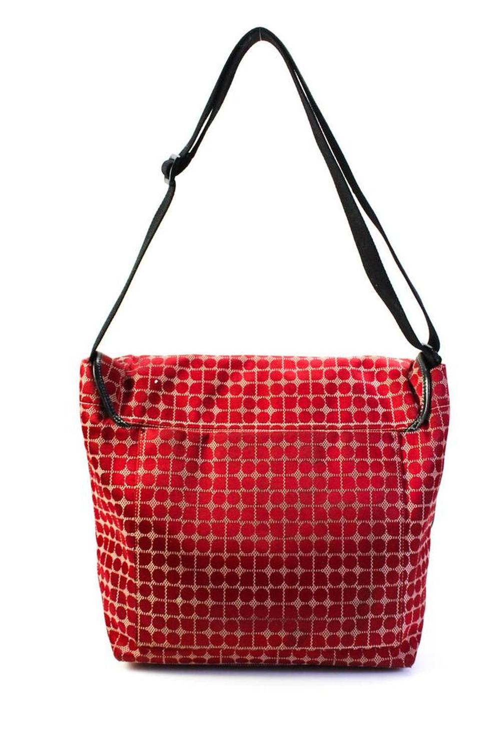Kate Spade New York Womens Red Printed Flap Messenger Bag Handbag