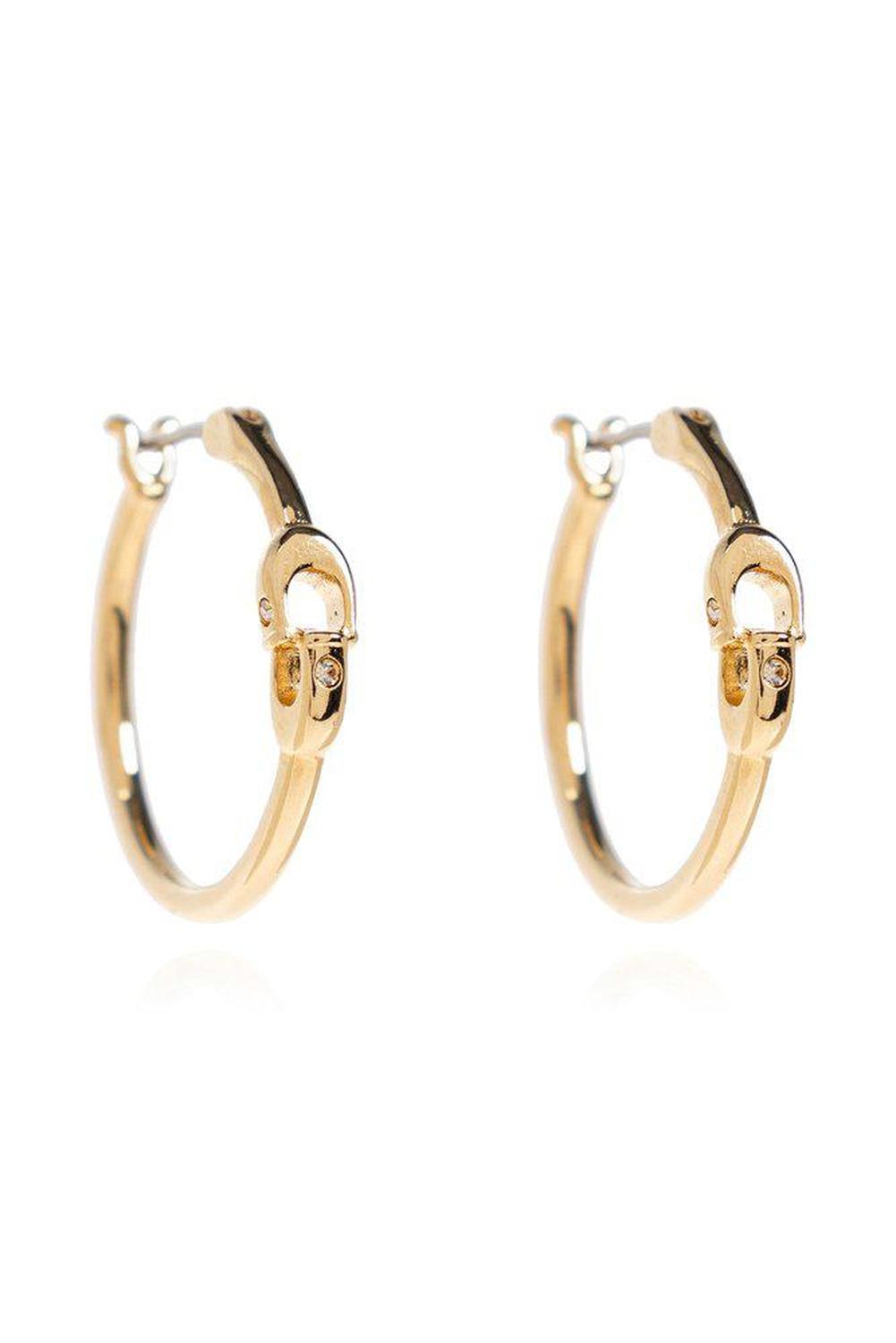 Coach Logo Detailed Hoop Earrings