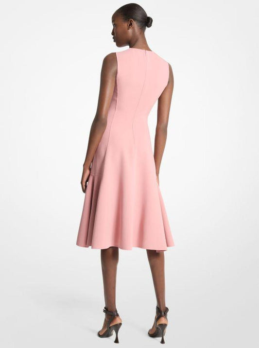 Stretch Wool Crepe Flared Sheath Dress