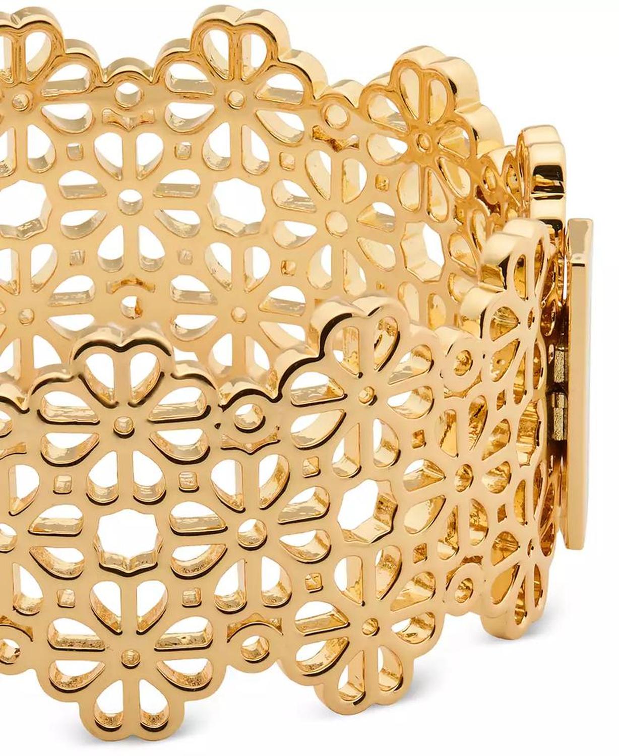 Spade Flower Lace Wide Bangle Bracelet