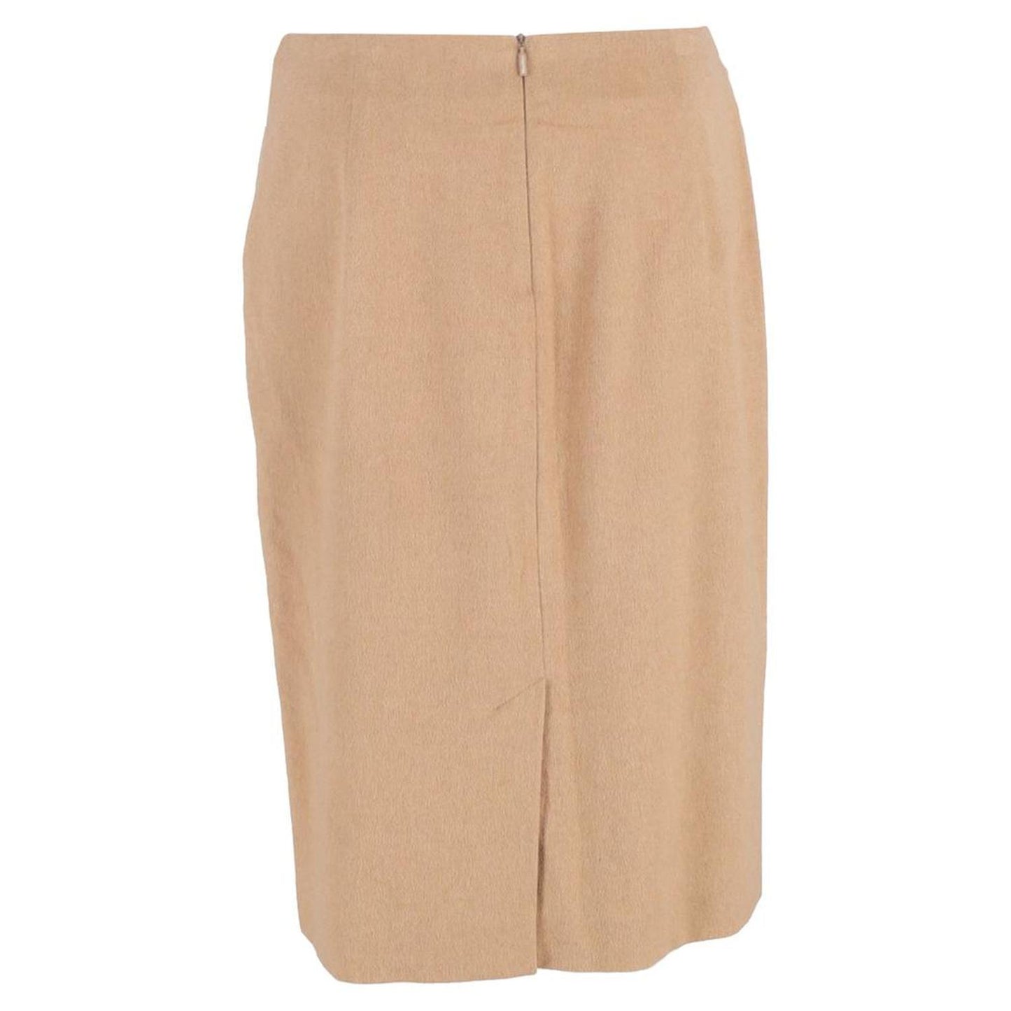 Midi Pencil Skirt in Brown Wool