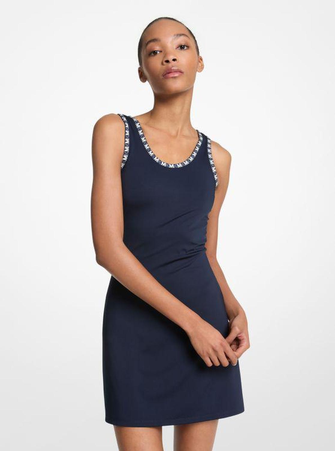 Logo Trim Stretch Knit Dress