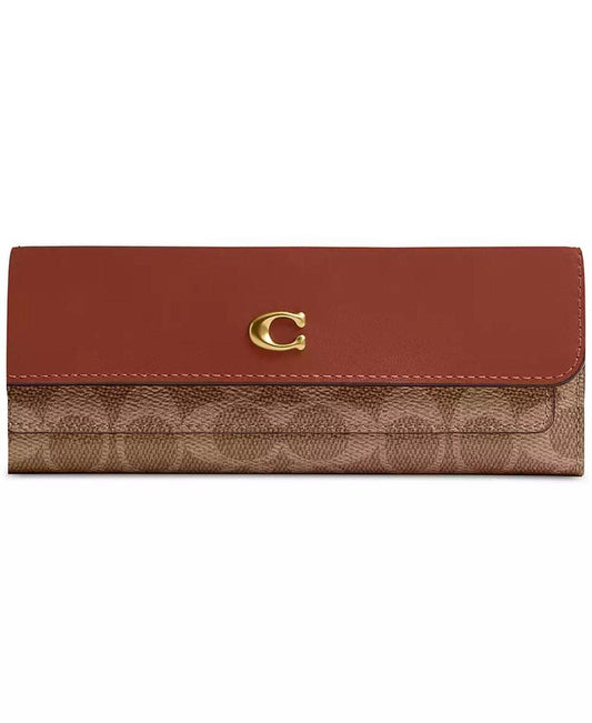 Mila Long Flap Wallet in Signature Coated Canvas