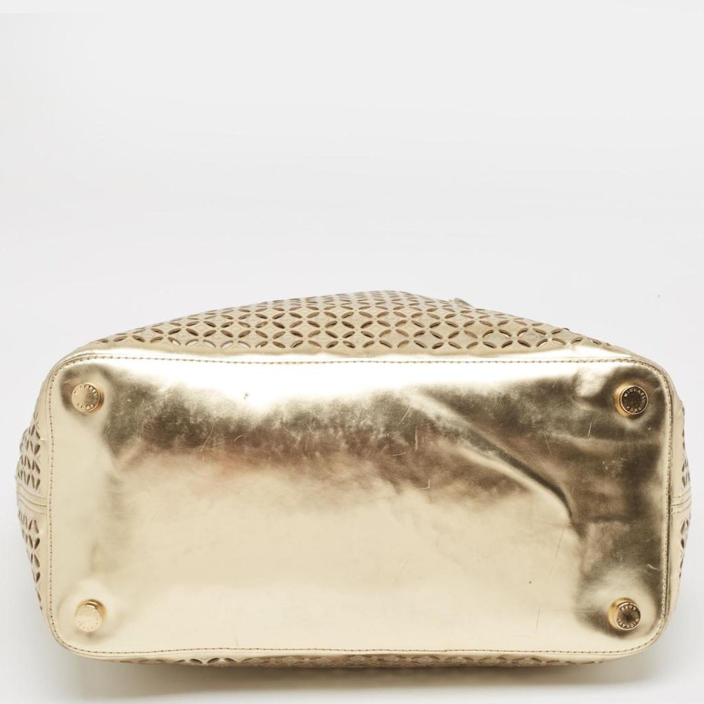 Michael Michael Kors Gold Laser Cut Leather Jet Set Travel Tote