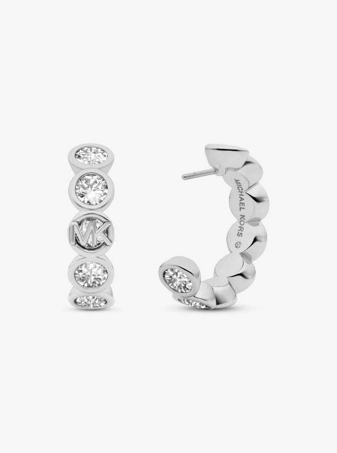 Precious Metal-Plated Cubic Zirconia Hoop Earrings