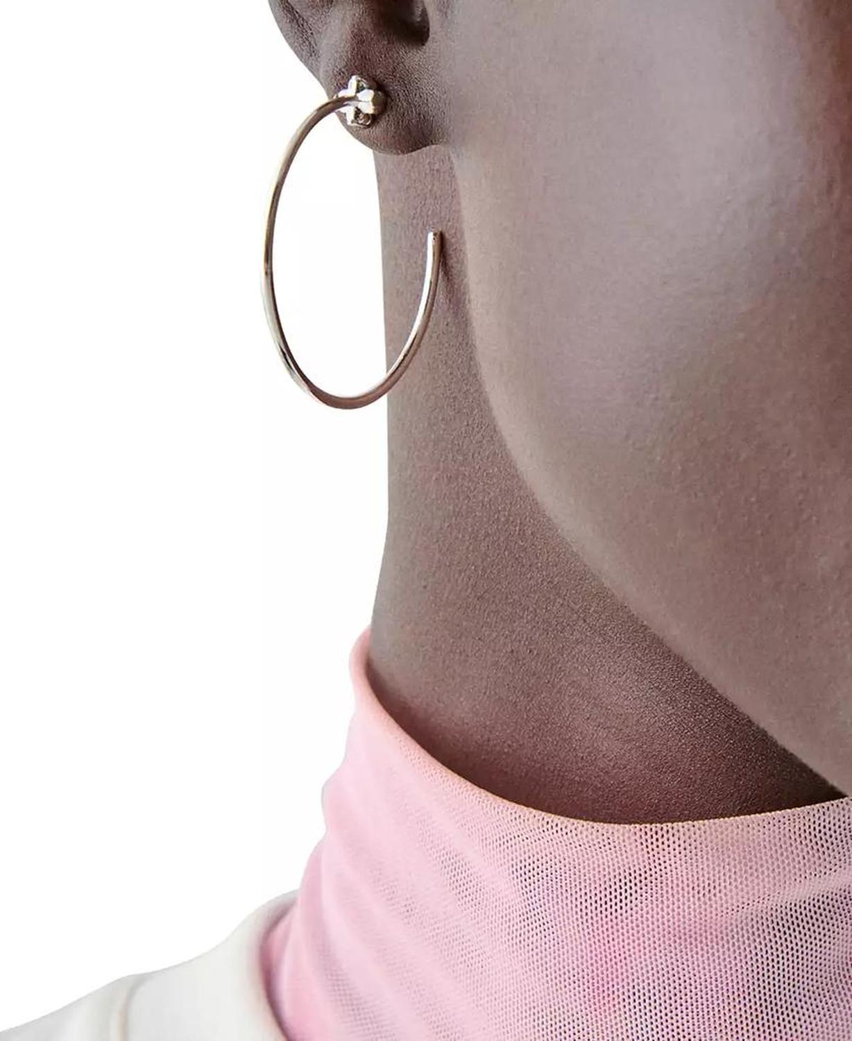 Spade Flower Medium Hoop Earrings, 1.63"