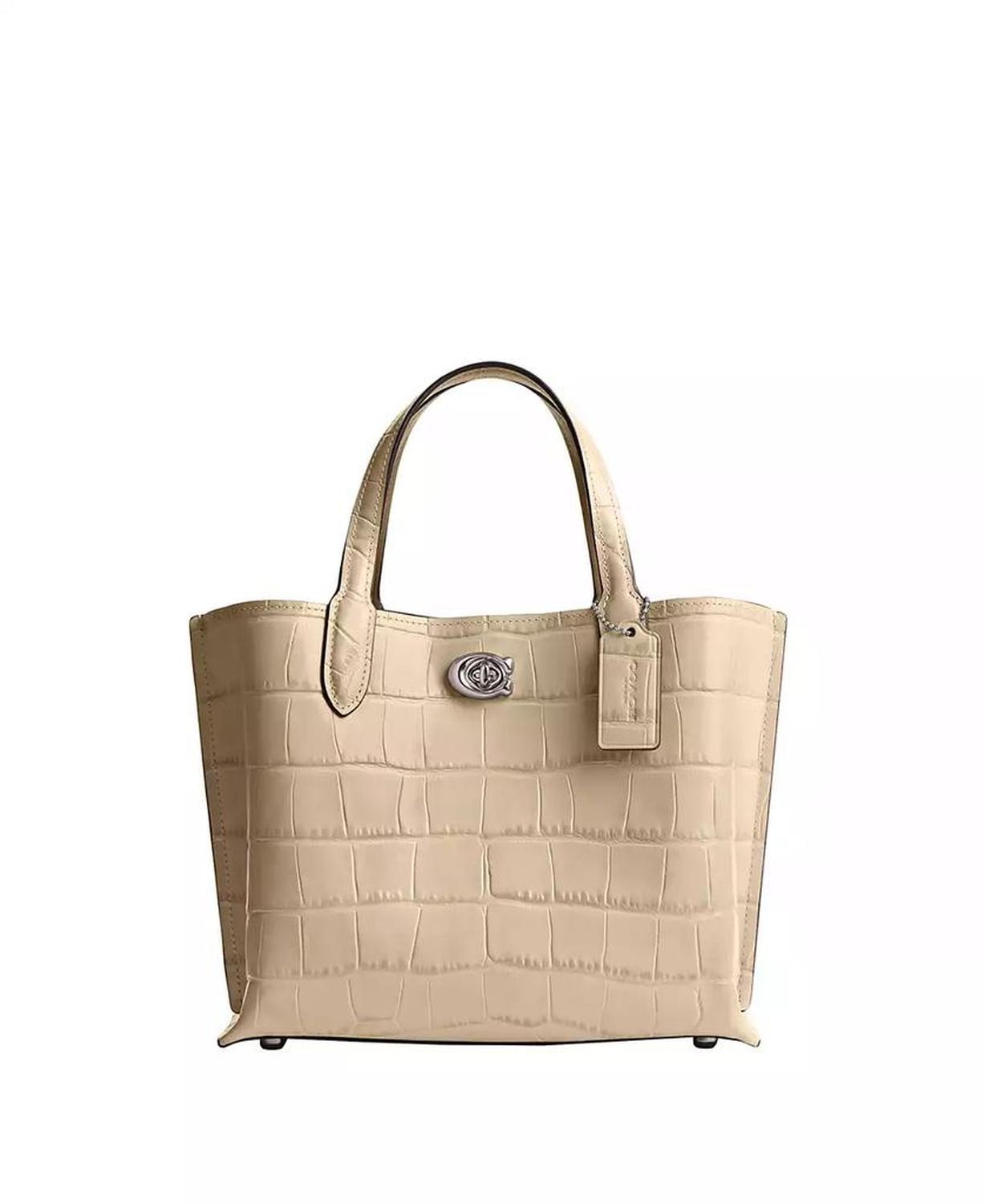 Embossed Croc Willow Small Tote Bag