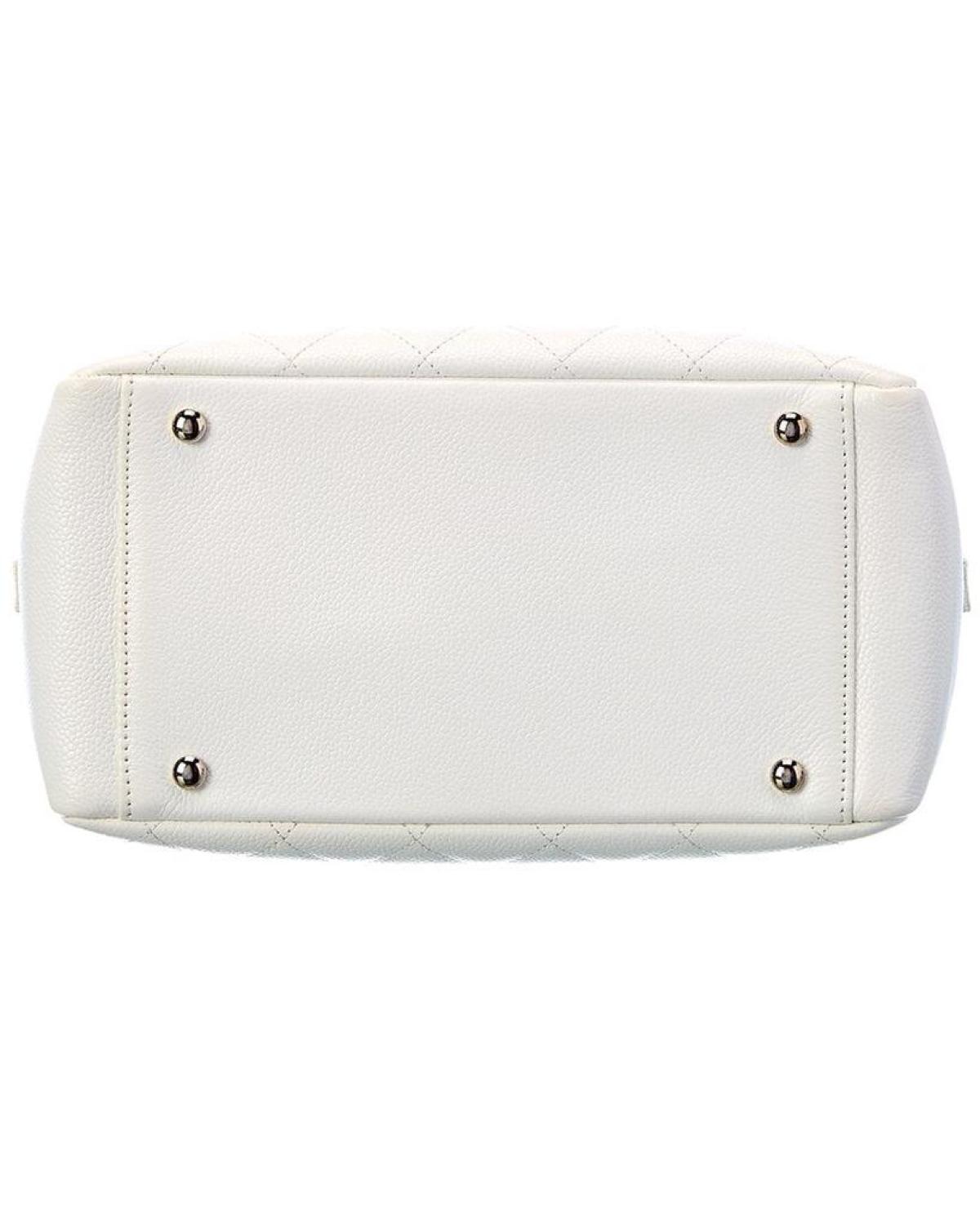 Chanel White Quilted Caviar Leather Petite Timeless Tote (Authentic Pre-Owned)