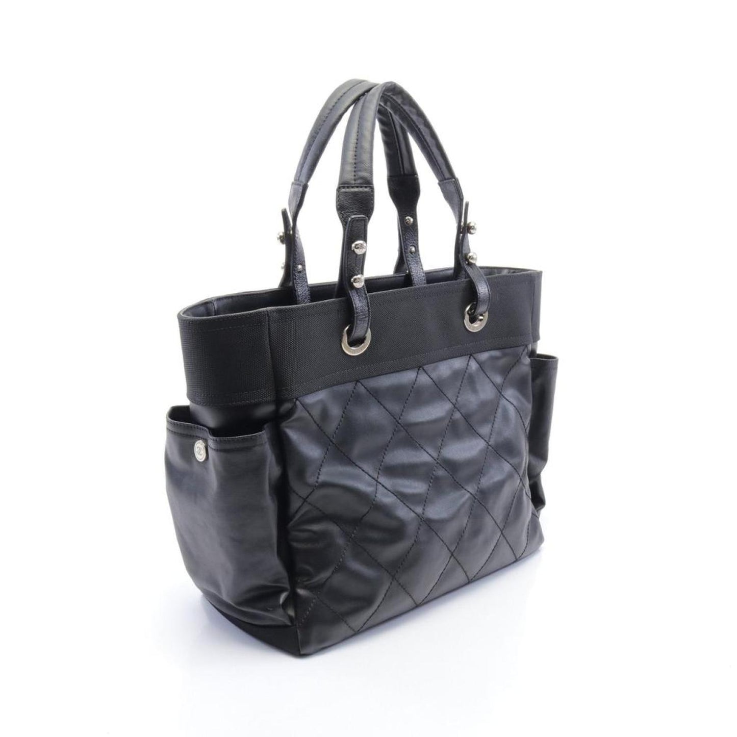 Paris Biarritz Gm Handbag Tote Bag Coated Canvas Leather Silver Hardware
