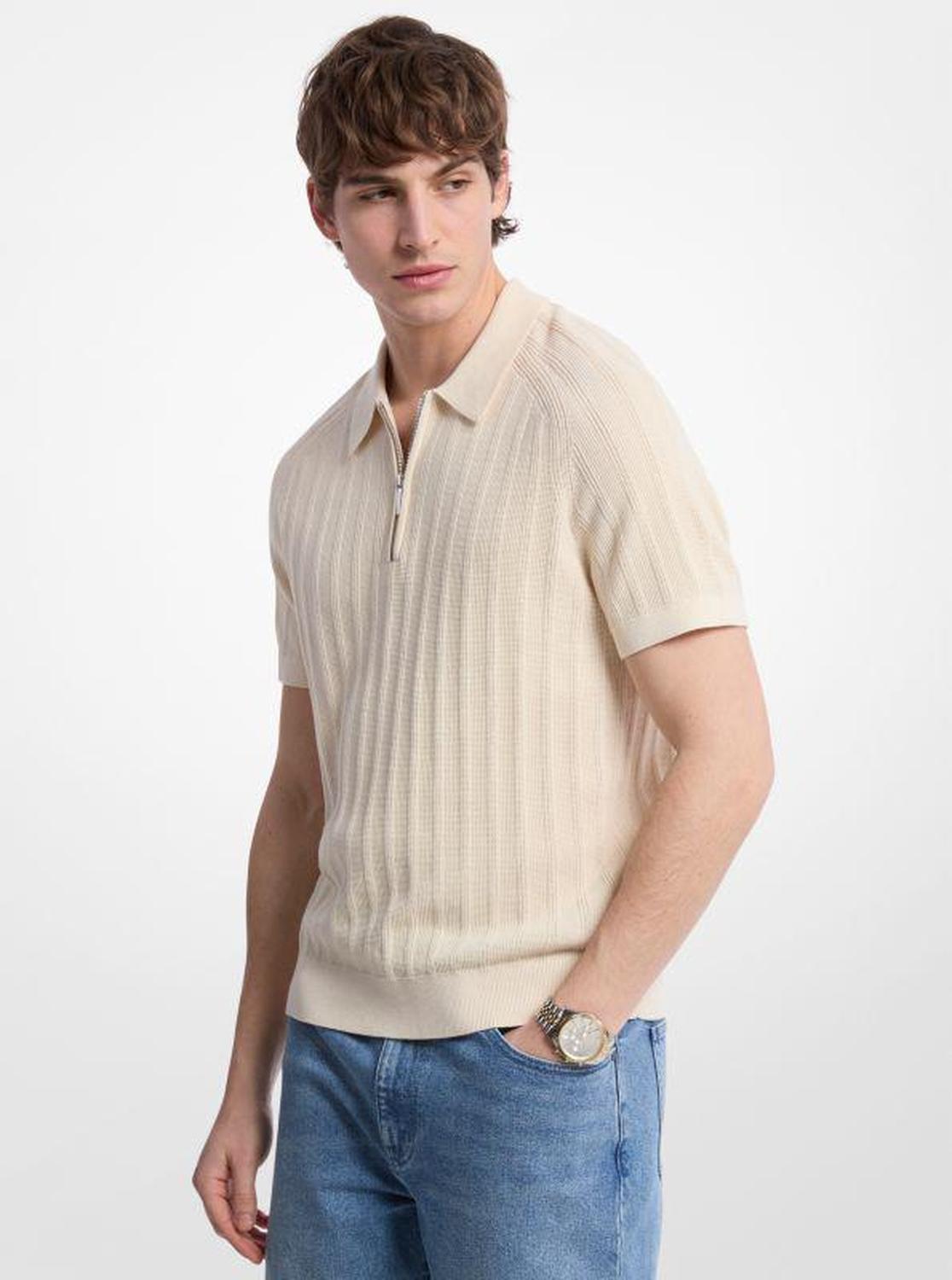 Cotton Knit Zip Polo Shirt