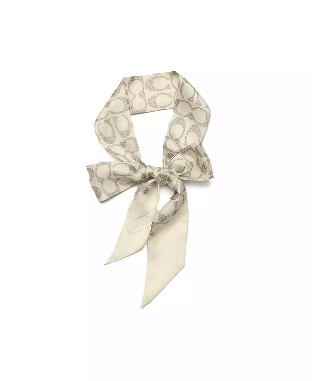 Textured Signature Print Silk Skinny Scarf