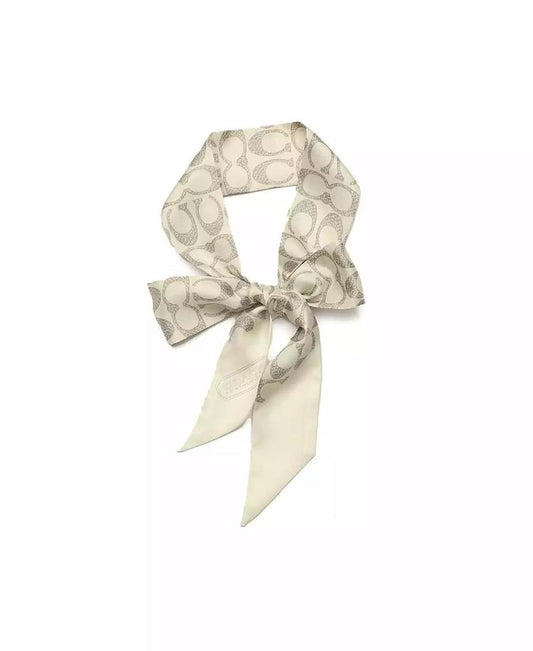 Textured Signature Print Silk Skinny Scarf