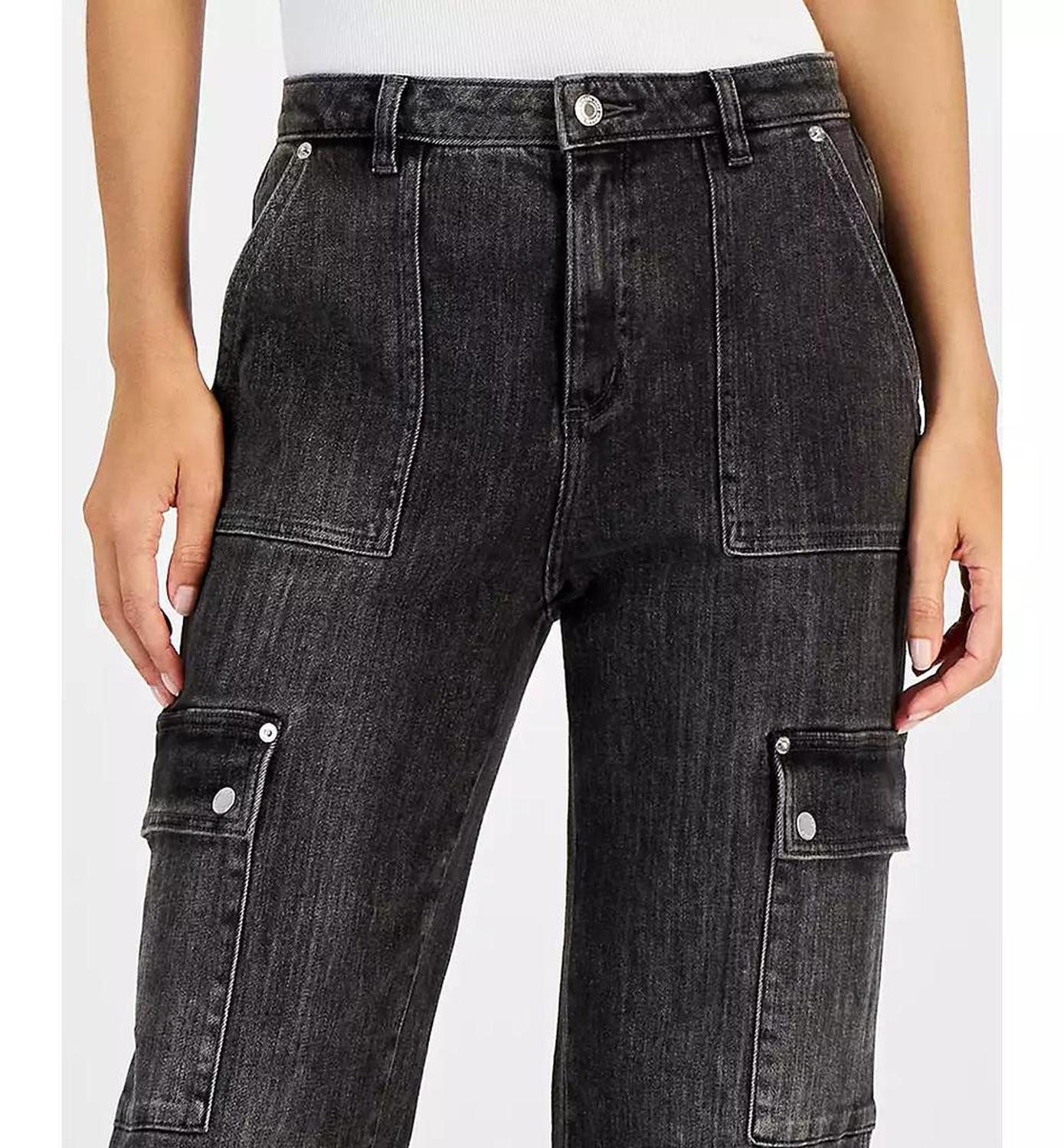 MICHAEL Women's High-Rise Faded Cargo Jeans