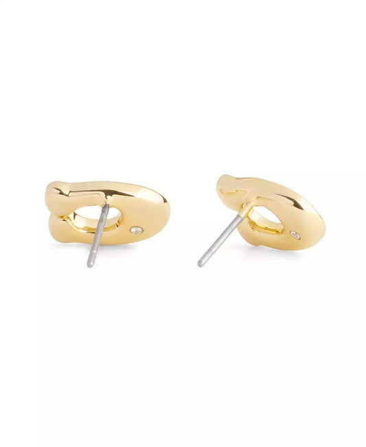 Faux Stone Signature Pavé C Stud Earrings