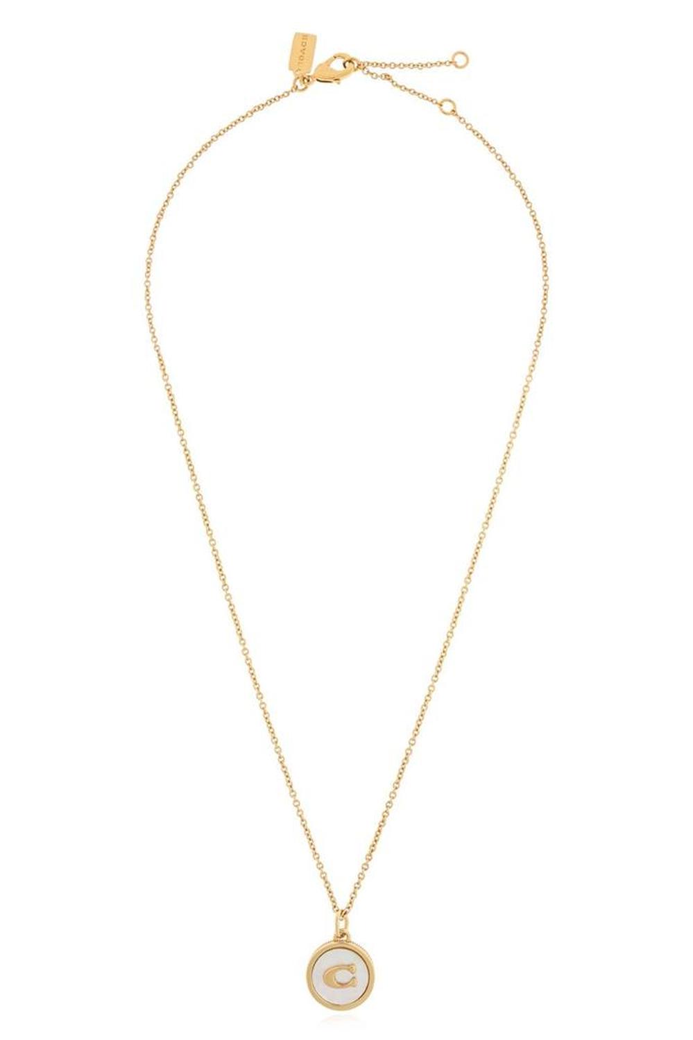 Coach Logo Plaque Pendant Necklace