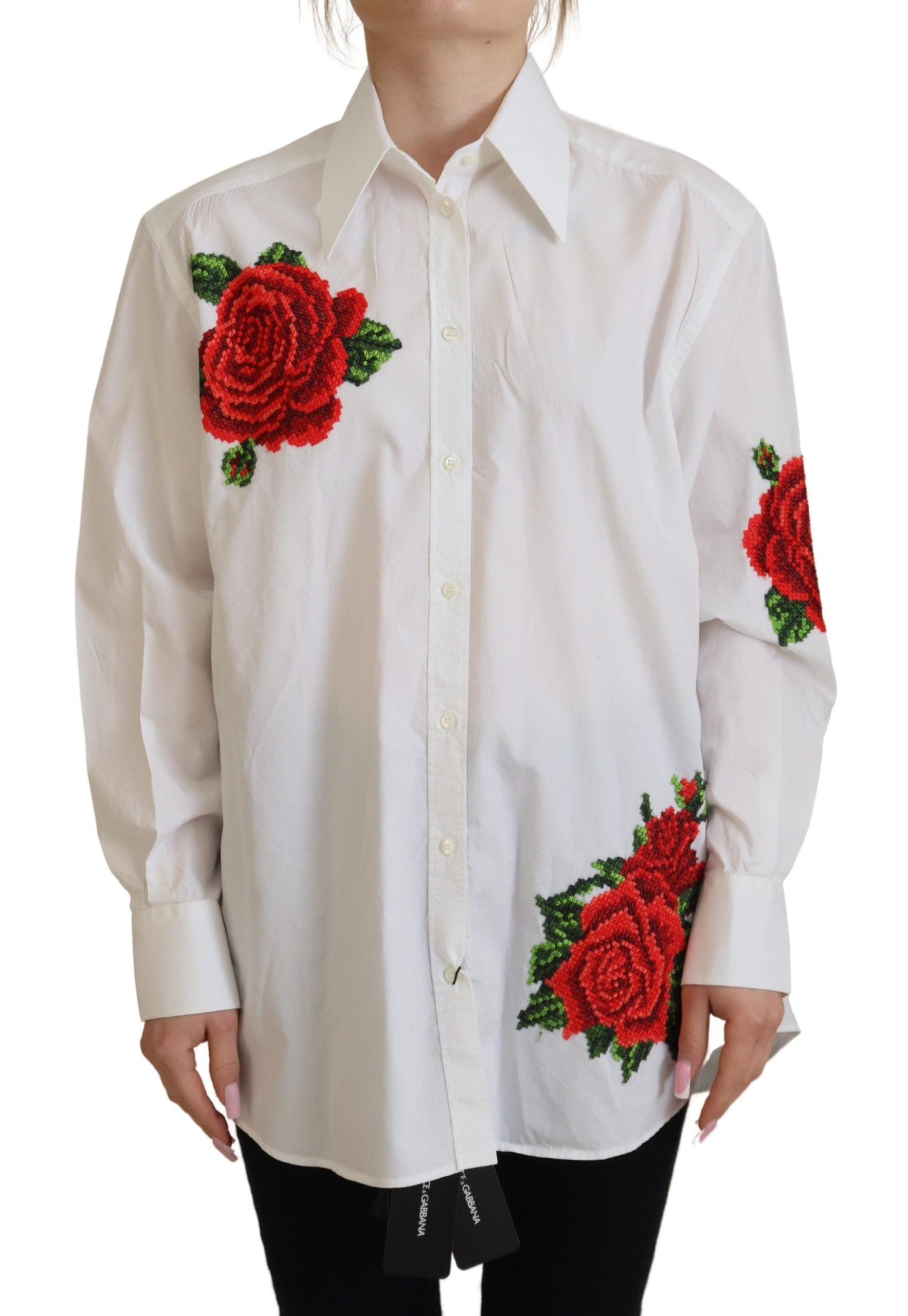 Dolce & Gabbana Elegant Floral Embroidered Silk Blend Shirt Dolce & Gabbana Elegant Floral Embroidered Silk Blend Shirt