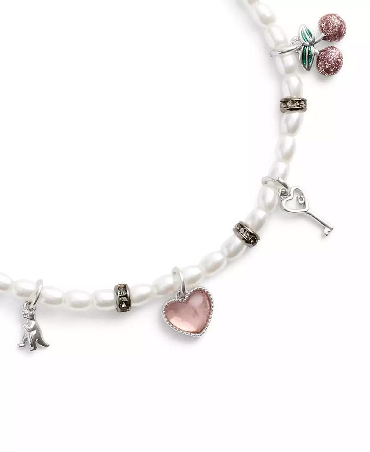 Faux Stone Signature Bowtique Mini Charm Cultured Pearl Bracelet