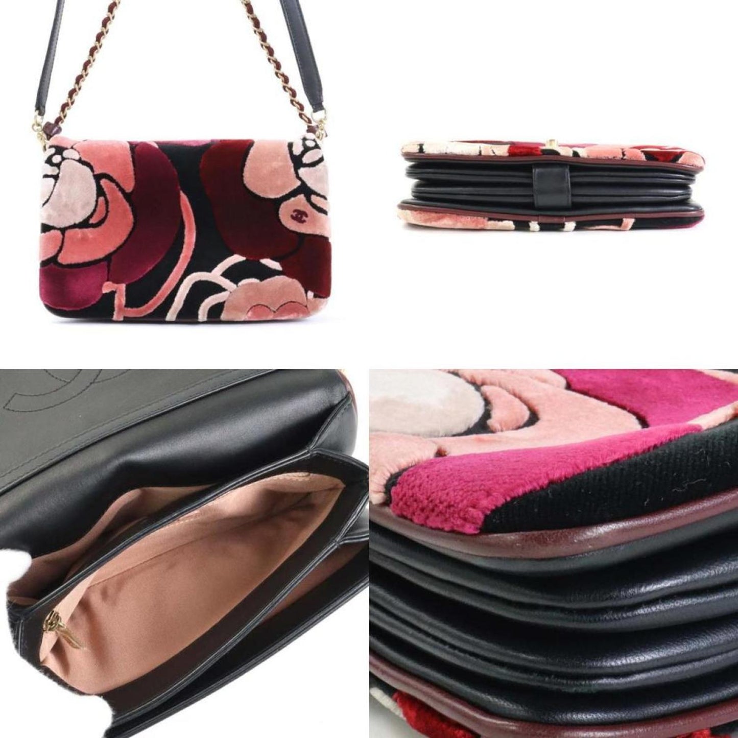 Chanel Camellia Velvet Shoulder Bag (Pre-Owned)