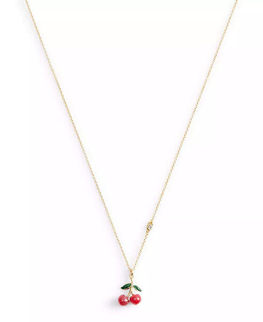 Red Enamel Signature Cherry Cluster Pendant Necklace