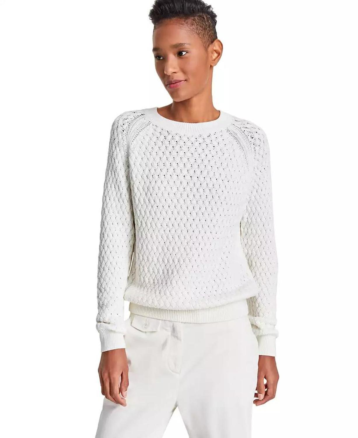 Women's Fino Cotton Raglan-Sleeve Sweater