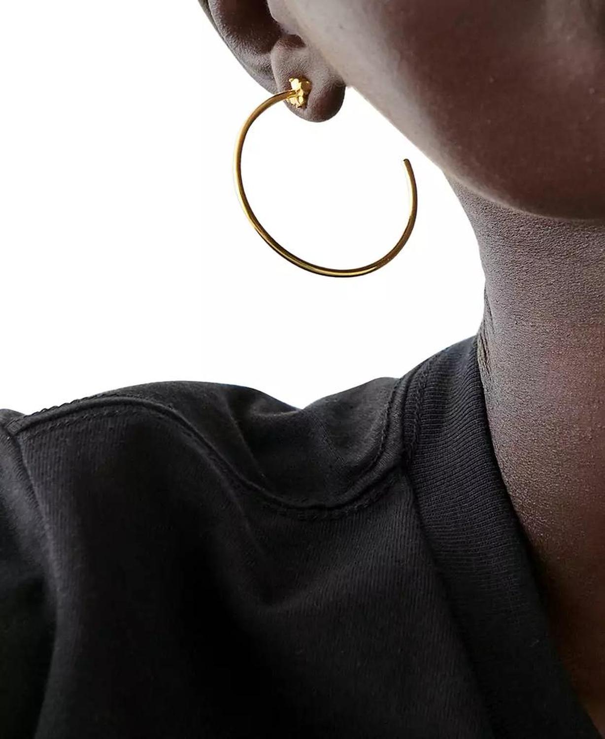 Spade Flower Medium Hoop Earrings, 1.63"